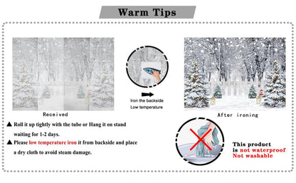 Winter Photography Backdrop Glitter Snowy Forest Pine Tree Background Snow Christmas Xmas Holiday Party Decor Banner Portrait Studio Booth Photobooth Props 7X5ft 115 - size: 7x5ft