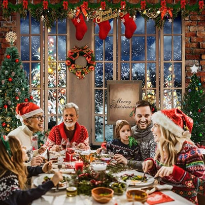 Winter Backdrop 10x8ft Merry Photo Backdrop Photography Window Xmas Tree Gift Background Party Backdrop Decor Kids Adults Family Xmas Eve Party Props (Z29-3x25NSW13849) - color: NSW13849