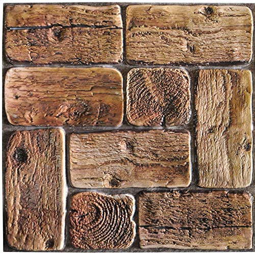 Dundee Deco PG7020 Brown Faux Logs, 3.2 ft x 1.6 ft, PVC 3D Wall Panel, Interior Design Wall Paneling Decor, 5 sq. ft. - size: 3.2' x 1.6'