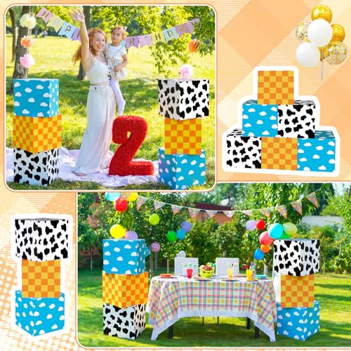 Tenceur 6 Pcs Cartoon Story Birthday Party Decorations Boxes Cartoon Paper Boxes 11.8 Inch Large Blue Sky White Cloud Photo Booth Prop for Arch Cloud Birthday Party Baby Shower Supplies - style: Cartoon Story