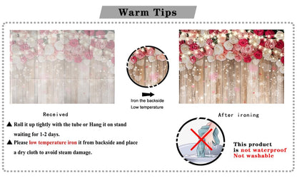 7x5ft Rustic Floral Wooden Wall Backdrop Wall for Women Family Photography Background Rose Flower Wooden Party Decoration for Birthday, Wedding, Baby Showers Valentine’s Day Photo Booth Props - size: 7x5ft
