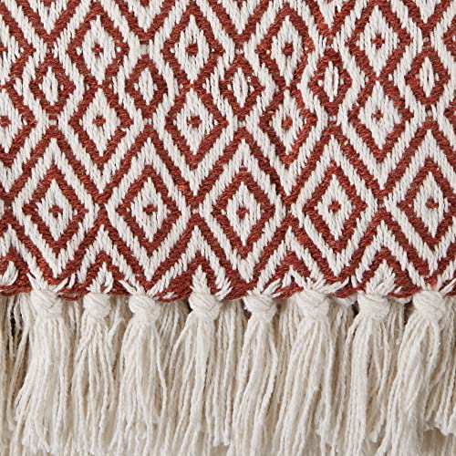 DII Rustic Farmhouse Double Diamond Woven Throw, 50x60, Cinnamon - color: Cinnamon