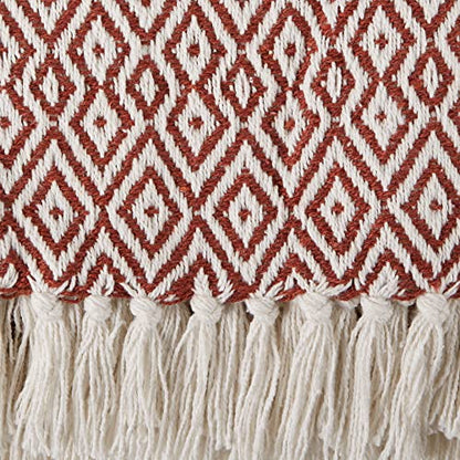DII Rustic Farmhouse Double Diamond Woven Throw, 50x60, Cinnamon - color: Cinnamon