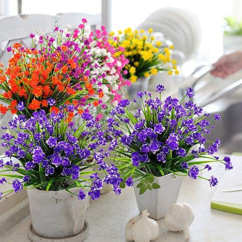 Grunyia 10 Bundles Artificial Daffodil Outdoors Flowers (Blue) - color: Blue-daffodil