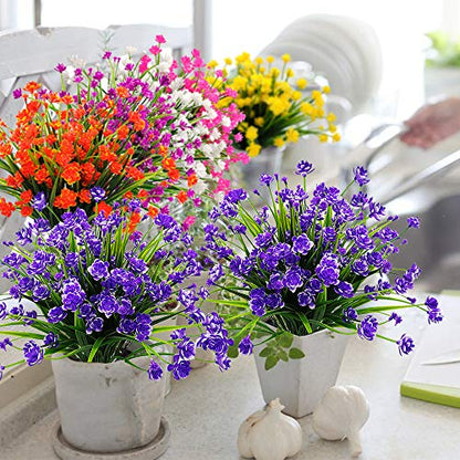 Grunyia 10 Bundles Artificial Daffodil Outdoors Flowers (Blue) - color: Blue-daffodil