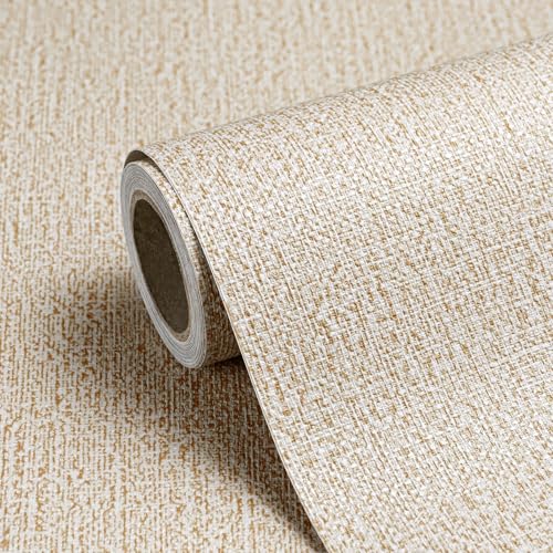 Peel and Stick Grasscloth Wallpaper Texture Khaki Beige Faux Linen Contact Paper Self Adhesive Removable Vinyl Wall Paper for Bedroom Cabinets Shelf Liners Waterproof Easy Clean 17.3 x 240 Inch - color: Khaki, size: 17.3" x 240"