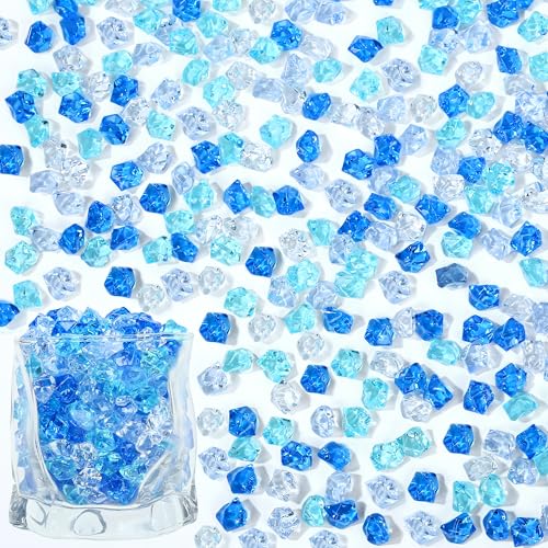 LAIDANLA 500PCS Mix Blue Acrylic Gems Vase Fillers Fake Ice Crushed Rock Crystals Faux Diamond for DIY Craft Table Scatters Party Centerpieces Wedding Aquarium Fish Tank Decor Accessories - color: Mix Blue