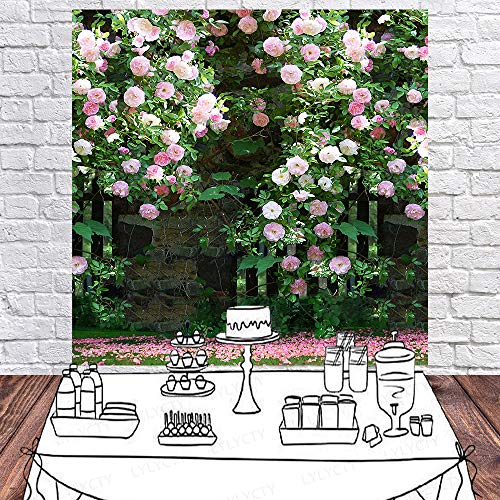6x6ft Nature Scenery Photography Backdrop Pink Flower Floral Background for Wedding Themed Party Portrait Birthday Party Banner Photo Booth Studio Props BJLY66 - size: Vinyl-6x6FT