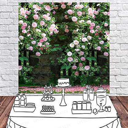 6x6ft Nature Scenery Photography Backdrop Pink Flower Floral Background for Wedding Themed Party Portrait Birthday Party Banner Photo Booth Studio Props BJLY66 - size: Vinyl-6x6FT