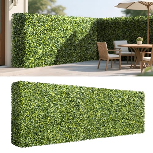Patio Rigid Panel- Artificial Grass Wall Hedge 90" W x 18" H x 12" D Faux Boxwood Panels with Fake Plants Greenery Backdrop Room Divider Privacy Planters for Patio Office Balcony Porch - size: 90" x 18" x 12"