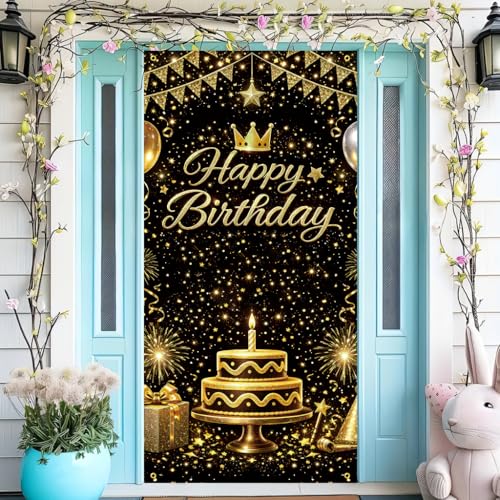 Happy Birthday Door Banner Backdrop (30 x 75 inches) - Colorful Party Porch Decoration, Birthday Celebration and Party Decoration, Gift Box Elements - color: multicolored#mf2602019