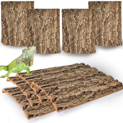Hamiledyi Cork Terrarium Background 11.8x7.9in 8PCS Natural Reptile Cork Bark Flats Terrarium Board Bearded Dragon Climbing Wall Mat Tank Decor for Lizard Chamelon Snake Turtle Spider Crested Gecko - size: 8PCS-11.8x7.9in