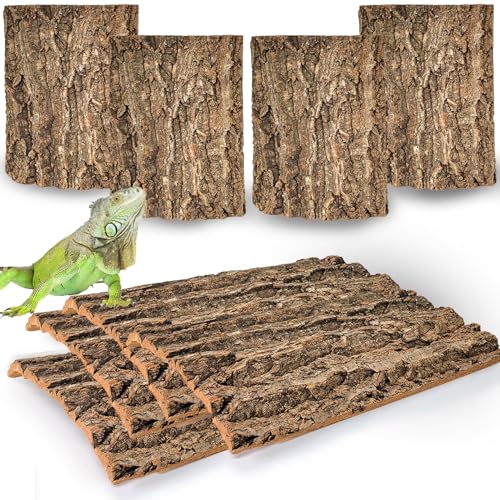 Hamiledyi Cork Terrarium Background 11.8x7.9in 8PCS Natural Reptile Cork Bark Flats Terrarium Board Bearded Dragon Climbing Wall Mat Tank Decor for Lizard Chamelon Snake Turtle Spider Crested Gecko - size: 8PCS-11.8x7.9in