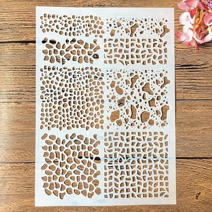 TIAMECH A4 Reusable Camouflage Stencil for Painting - Graffiti Grid Mesh Net Layering Template, DIY Wall Art, Wood Furniture, Scrapbook & Crafts (8.3x11.7inch) - style: Camouflage
