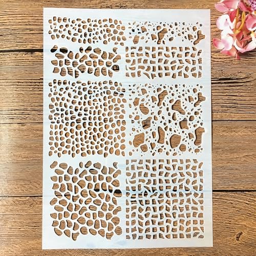 TIAMECH A4 Reusable Camouflage Stencil for Painting - Graffiti Grid Mesh Net Layering Template, DIY Wall Art, Wood Furniture, Scrapbook & Crafts (8.3x11.7inch) - style: Camouflage