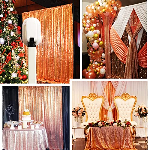 Poise3EHome 6FT x 8FT Sequin Photography Backdrop Curtain for Party Decoration, Rose Gold - color: Rose Gold, size: 6x8 ft