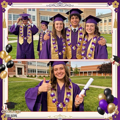 Sherr 24 Pcs LED Leis Light Up Purple and Gold Hawaiian Flower Necklaces, Graduation 2026 Party Supplies, Class of 2026 Leis for Beach Wedding Luau Glow Party Favors - color: Purple Gold