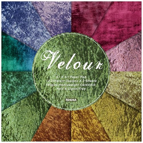 Scrapbook Paper Pad 6x6, Colorful Velvet Pattern Single Sided Cardstock, 24 Sheets 160 gsm Acid-free Decorative Craft Paper for DIY Photo Album Background Scrapbooking Supplies Kit, 12 Designs - color: Multicolor