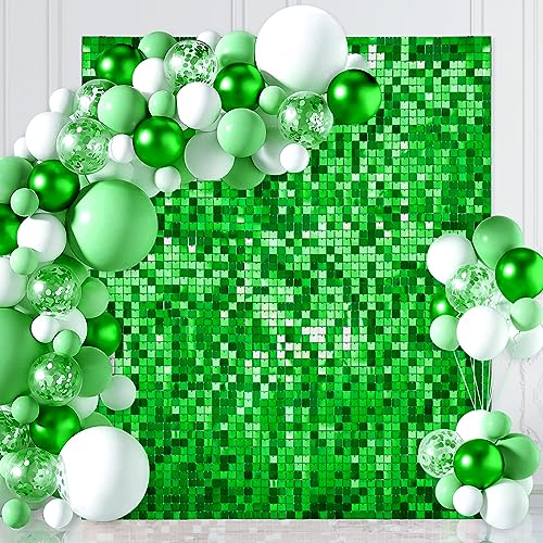 Green Shimmer Wall Backdrop Christmas Sequin Backdrop 3ftx4ft Glitter Wall Panels for Birthday Wedding Christmas Party Decorations - color: Green, size: 3ftx4ft