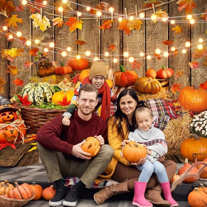 Avezano Fall Backdrop 8x6 ft Autumn Harvest Thanksgiving Wood Background Sunflower Hay Newborn Fall Photography Background Photo Booth Prop - size: 8x6ft, 95x71inch
