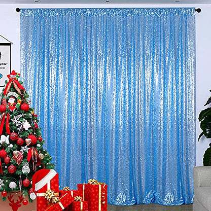 Partisout Sequin Backdrop - Glitter Backdrop with Blackout Curtains for Photography, Party & Wedding (4ft x 7ft, Baby Blue) - color: Baby Blue, size: 4ftx7ft