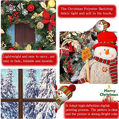 Christmas Backdrop Xmas Tree Santa Claus Window View Photo Background for Christmas and Happy New Year Eve Celebration Party Banner Photography Studio Props (10x6.5ft, Polyester) - size: 10x6.5ft-Polyester