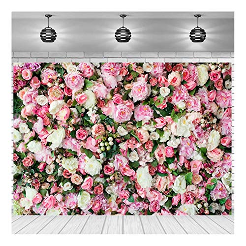Spring Pink Rose Flower Theme Photography Backdrops 7X5ft Pink Floral Newborn Kids Wedding Bridal Shower Photo Background Anniversary Ceremony Couple Props
