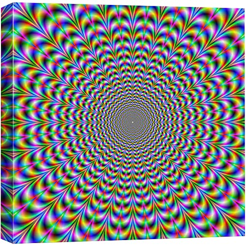 wall26 - Canvas Prints Wall Art - Holographic Optical Illusion Spiral Rainbow | Modern Wall Decor/Home Decoration Stretched Gallery Canvas Wrap Giclee Print. Ready to Hang - 12" x 12" - color: Artwork - 32, size: 12"L x 12"W