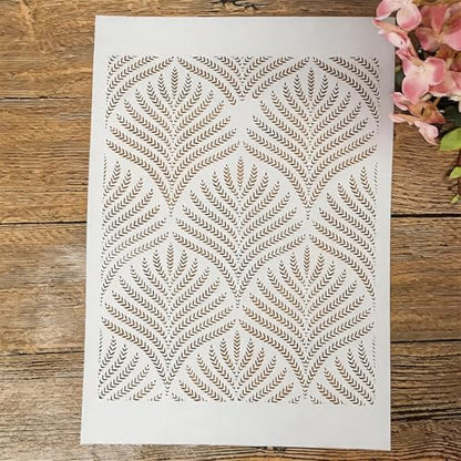 TIAMECH A4 Reusable Wheat Stencil for Painting - Ear of Wheat Texture Layering Template, DIY Wall Art, Wood Furniture, Scrapbook & Crafts (8.3x11.7inch) - style: Wheat