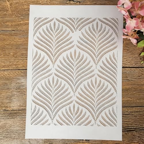 TIAMECH A4 Reusable Wheat Stencil for Painting - Ear of Wheat Texture Layering Template, DIY Wall Art, Wood Furniture, Scrapbook & Crafts (8.3x11.7inch) - style: Wheat