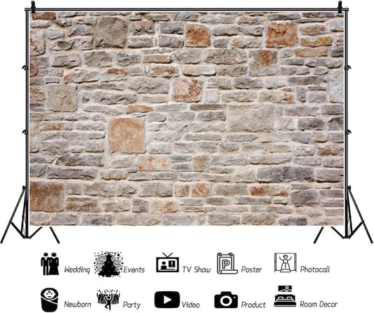 Renaiss 6x4ft Vintage Brick Wall Backdrop Red and White Old Rustic Stone Brick Wall Photography Background for Baby Shower Birthday Party Wedding Girls Adults Portrait Photo Booth Props - color: WSNWH22030, size: 6x4ft
