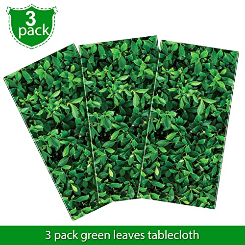 Tatuo 3 Pieces 54 x 108 Inches Jumbo Green Leaves Photography Leaf Backdrop 3D Waterproof Tree Leaves Background Photo Booth Prop Green Leaf Tablecloths for Baby Shower Birthday Party Decoration - size: 54 x 108 Inches
