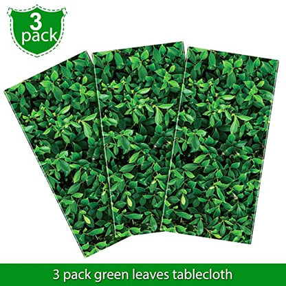 Tatuo 3 Pieces 54 x 108 Inches Jumbo Green Leaves Photography Leaf Backdrop 3D Waterproof Tree Leaves Background Photo Booth Prop Green Leaf Tablecloths for Baby Shower Birthday Party Decoration - size: 54 x 108 Inches