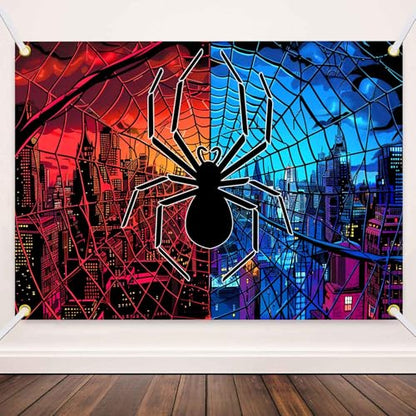 6×4FT Dark Psychedelic Spider Backdrop Birthday Movie Party Decorations Witch Photo Booth Studio Props TAYHB101 - size: 6x4FT