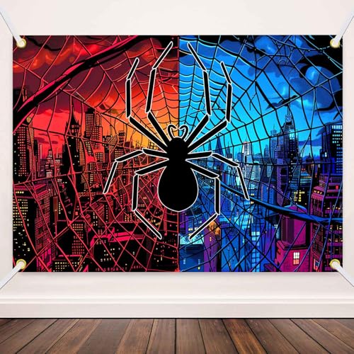 6×4FT Dark Psychedelic Spider Backdrop Birthday Movie Party Decorations Witch Photo Booth Studio Props TAYHB101 - size: 6x4FT