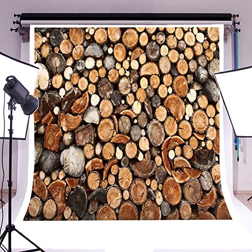 AOFOTO 8x8ft Chopped Wood Stacked Backdrop for Photography Vintage Timber Background Firewood Log Pile Lumber Photo Studio Props Adult Kid Boy Artistic Portrait Rustic Scene Video Drop Wallpaper - size: 8x8ft