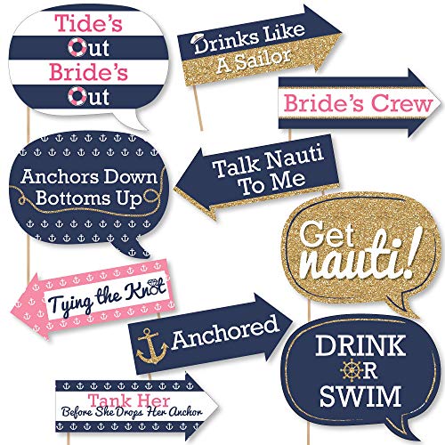 Big Dot of Happiness Funny Last Sail Before The Veil - Nautical Bridal Shower and Bachelorette Party Photo Booth Props Kit - 10 Piece - color: Last Sail