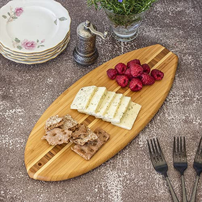 Totally Bamboo Lil' Surfer Surfboard Shaped Bamboo Serving and Cutting Board, 14-1/2" x 6 - size: 14"L x 6"W