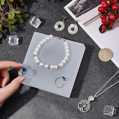 FINGERINSPIRE Solid Frosted Acrylic Square Display Base 4" x 4" x 0.9" Polished Display Block Craft Jewelry Riser Stand for Ring Earring Bracelet Accessory Collectibles Retail Photography - color: 4" X 4" X 0.9"