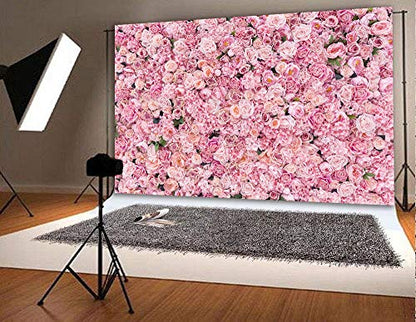 10x8ft Pink Rose Wall Background Spring Pink Flowers Backdrops Girls Women Birthday Party Weeding Bridal Shower Anniversary Ceremony Decor - size: 10 x 8 ft