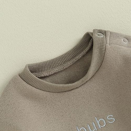 VISGOGO Newborn Infant Baby Boy Girls Oversized Romper Little Dude Sweater Onesie Coming Home Outfit Neutral Clothes - color: Bubs-gray, size: 12-18 Months