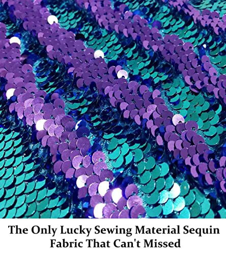 DUOBAO Sequin Fabric Reversible by The Yard Turquoise to Lavender Sequins Mermaid Sequence Material Fabrics Backdrop for Pictures Teal - color: Lavender to Aqua, size: 1 Yard