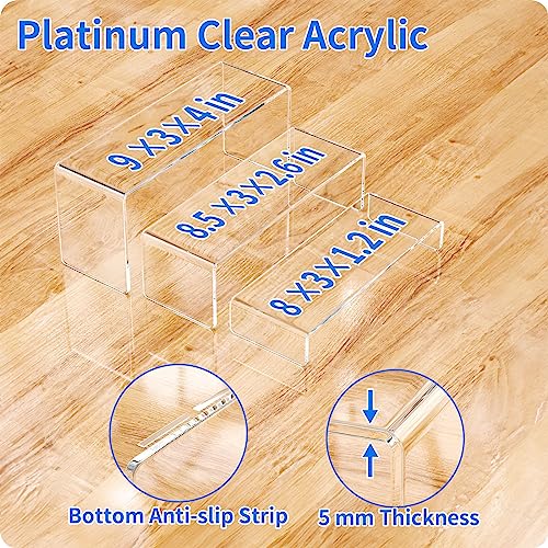 NIUBEE Acrylic Display Riser, 6 Pcs 9" Large Acrylic Risers, 2 Set Clear Rectangular Stands for Candy Dessert Cupcakes, Collectibles Display Stands Shelf for Display for Funko POP Figures - size: 9 inches