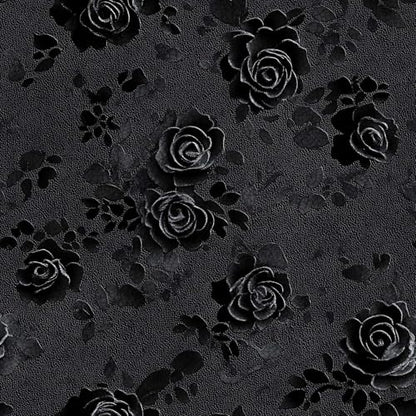 Gothic Rose Wallpaper – Black Floral Textured Peel and Stick Wallpaper, Self-Adhesive Vinyl for Home Decor, 17.7in x 118in - size: 17.7" x 118"