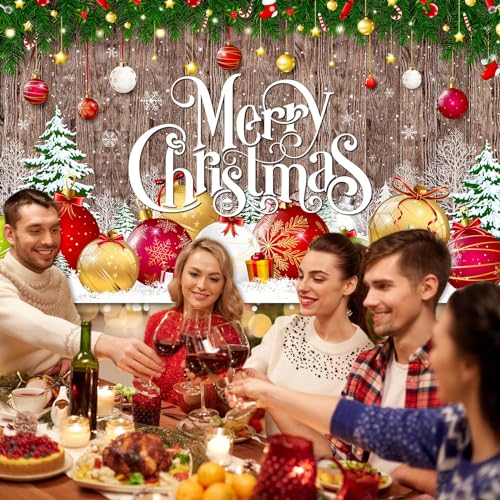Irenare Christmas Backdrop Merry Christmas Banner Party Decoration Xmas Photography Background Photo Props for Winter Holiday New Year Eve Family Party Decoration Supplies(Large Xmas Ball) - style: Large Xmas Ball