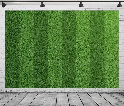 BELECO 20x10ft Fabric Green Grass Lawn Backdrop Football Stadium Soccer Field Sports Game Lawn Background for Party Decorations Photo Studio Props - size: 20x10ft