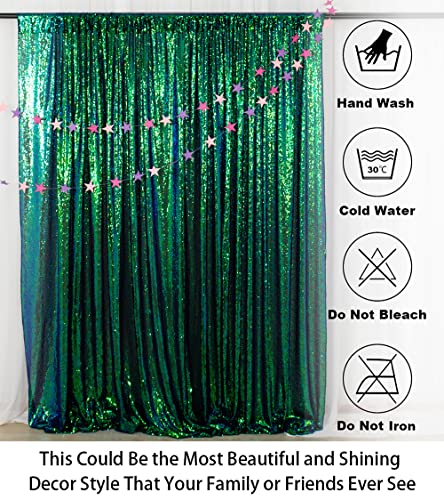 ShinyBeauty 5FT x 7FT Iridescent Green Sequin Backdrop Curtain | Sparkly Photo Background | Perfect for Photography, Weddings, Baby Showers & Birthday Parties | Durable & Elegant Drapes - color: Iridescent Green, size: 5FTx7FT