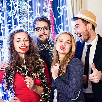 Gejoy 40 Pcs Graduation Photo Booth Props DIY Kit Funny Selfie Props Accessories Funny Mouth Lips Party Photo Booth Prop for Grad Wedding Prom Party Supplies Favors with Wood Stick