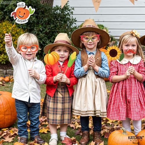 KatchOn, Happy Fall Photo Booth Props - Pack of 34 | Fall Photo Props | Festival Photo Props | Thanksgiving Photo Booth Props, Thanksgiving Props for Photoshoot - color: Brown