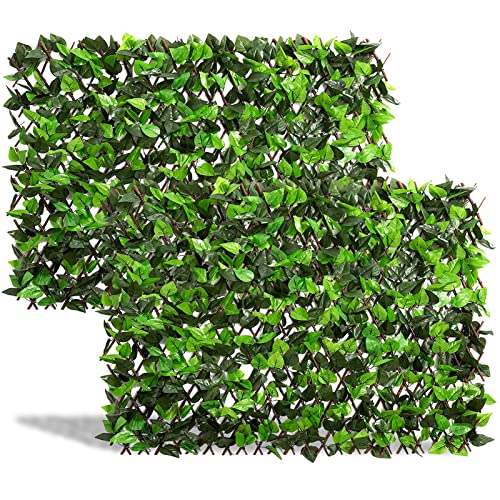 DOEWORKS Expandable Fence Privacy Screen for Balcony Patio Outdoor, 2PCS Faux Ivy Fencing Panel for Backdrop Garden Backyard Home Decorations - size: 16*45 Inch * 2 PC